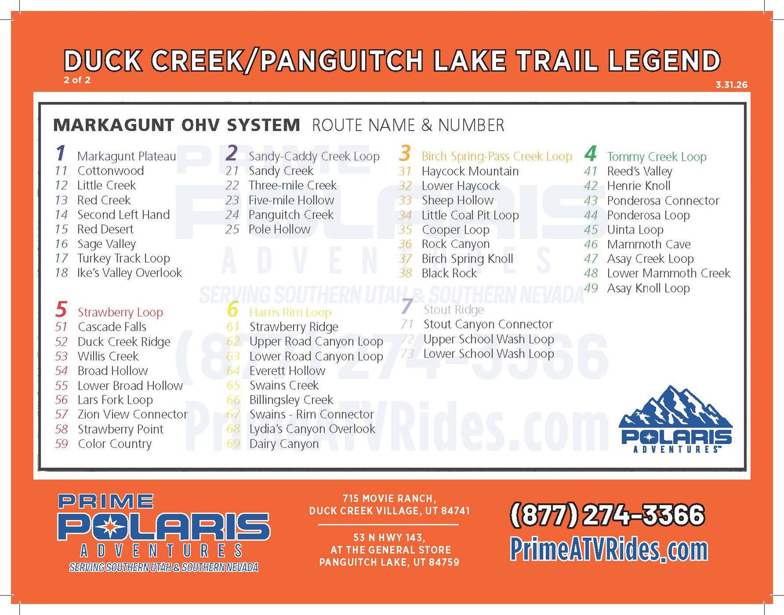 Duck Creek trail map — Trail Legend
