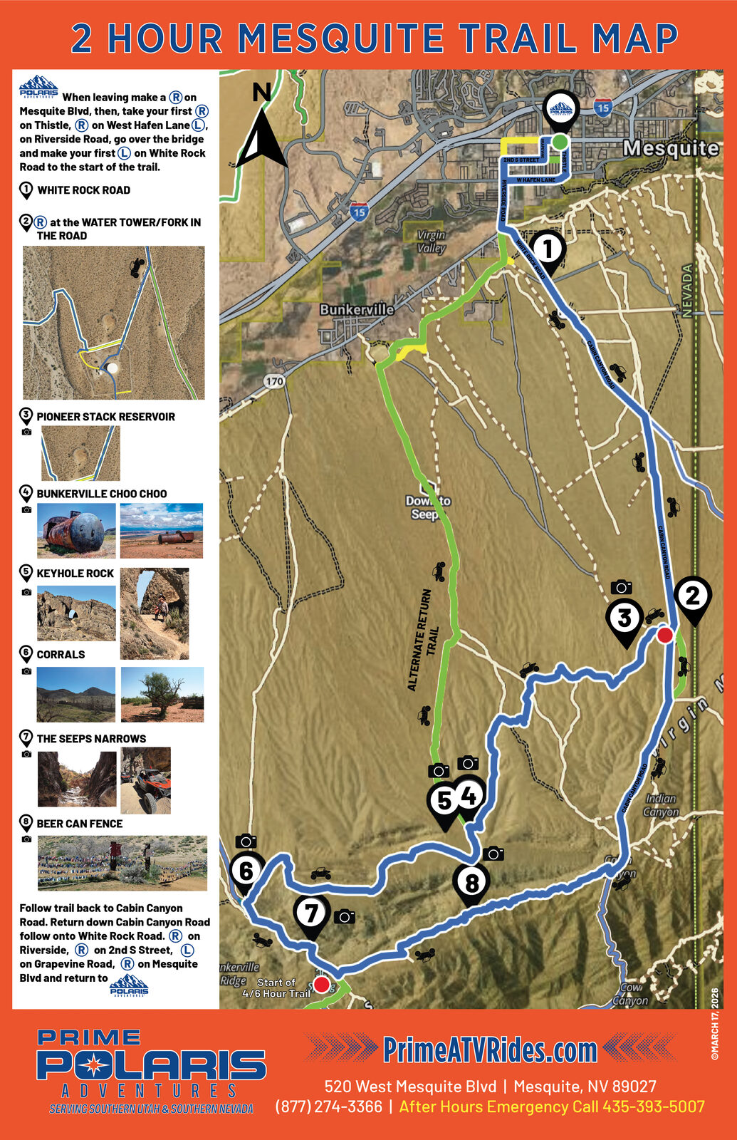 Mesquite, NV trail map — Trail Map — Front